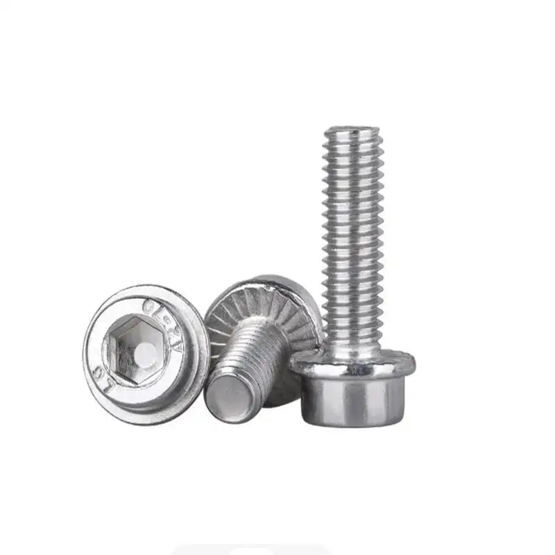 304 Stainless Steel Serrated Flange Hex Socket Screws M2–M8 Flange Hex Screws Richie's