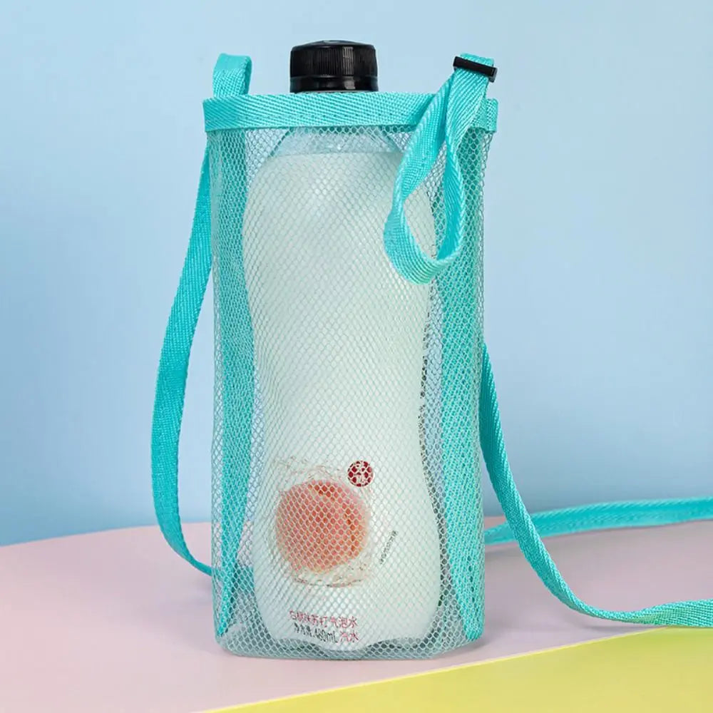 Mesh Water Bottle Holder Bag with Retractable Strap – 8 Colors Bottle Holder Bag Richie's light blue