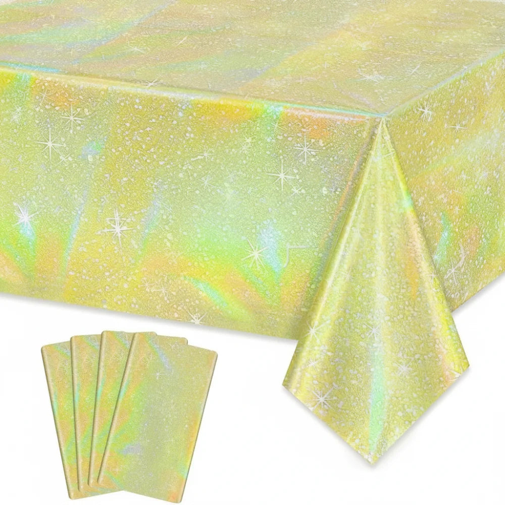 Laser Foil Disposable Party Tablecloth – Shiny Table Cover Disposable Tablecloth Richie's Gold-1pc
