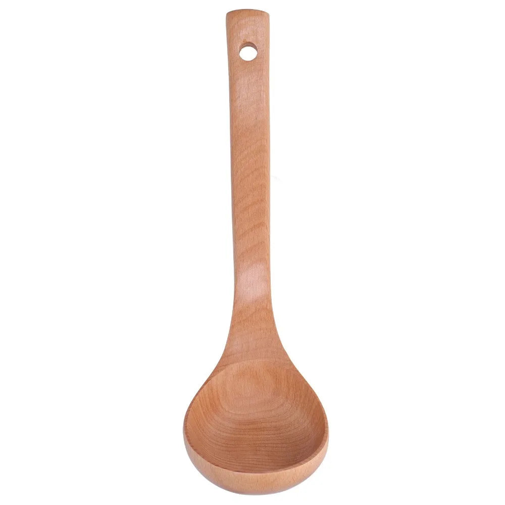 Solid Wood Long Handle Kitchen Stirring Spoon – Natural Ladle Wooden Kitchen Spoon Richie's Brown