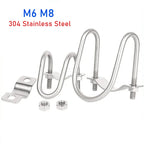 M6 M8 304 Stainless Steel Double U-Bolt Cross Pipe Clamp Set Pipe Clamp Set Richie's M8x76x20mm(1set)