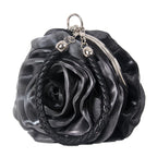 Vintage Floral Rose Evening Clutch Bag | Bridal Wedding Purse Evening Clutch Bag Richie's black gray