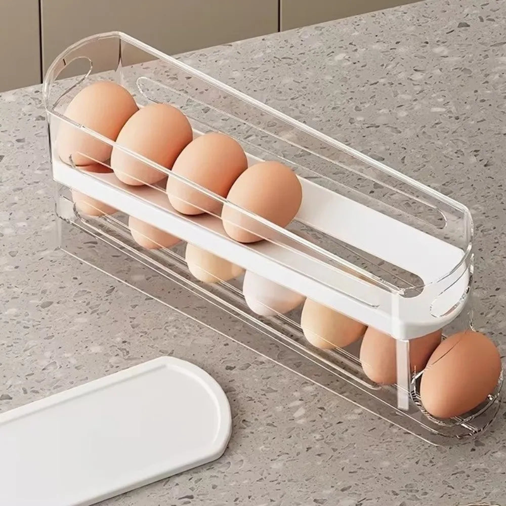 Transparent Egg Storage Box – Auto Rolling Ladder Dispenser Egg Storage Dispenser Richie's