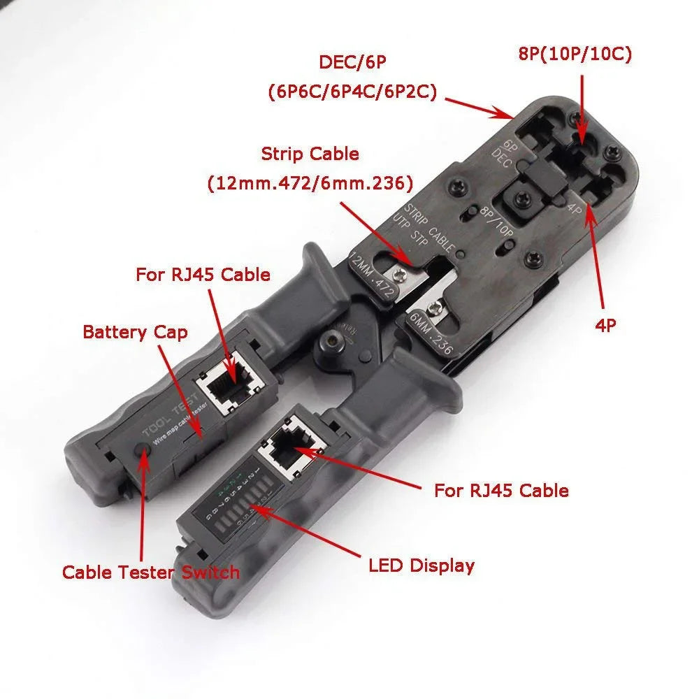 FATCOOL RJ45 Network Cable Crimper & Tester Tool 2-in-1 Network Crimping Tool Richie's