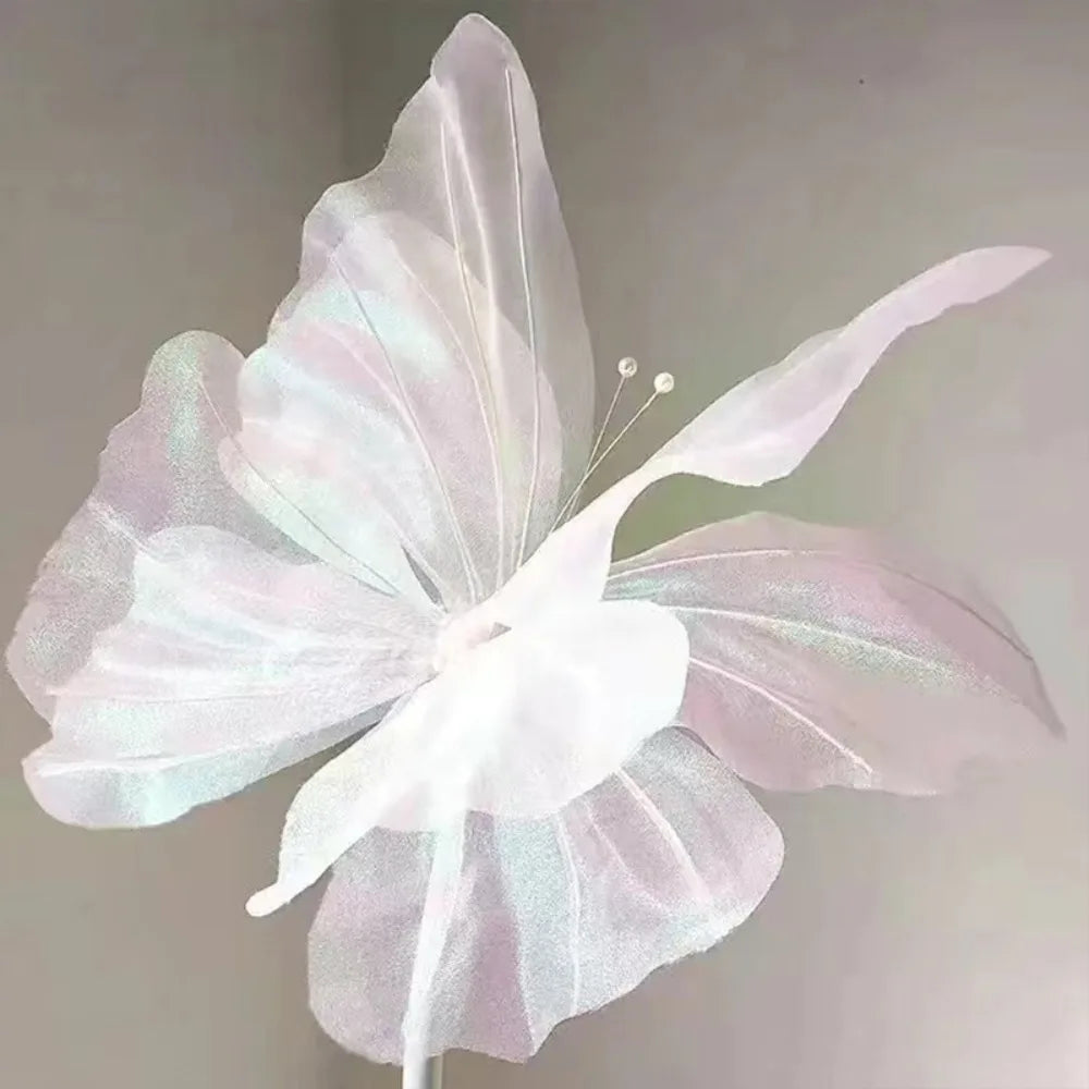 Giant Silk Artificial Butterfly Flower Branch 40–50cm Décor Artificial Flower Branch Richie's White