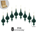 8pcs Velvet Gift Box Christmas Tree Ornaments – Flocked Pendants Christmas Tree Ornaments Richie's Dark Green 1.5cm