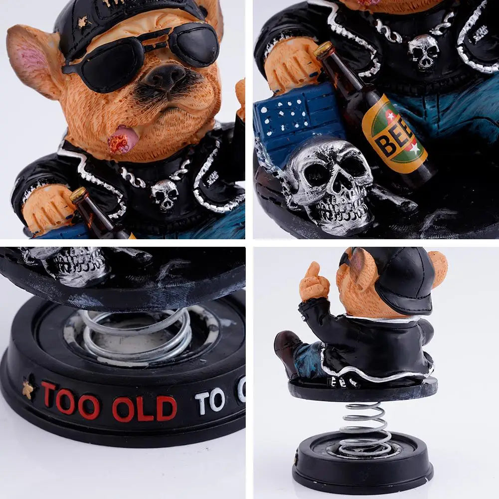 French Bulldog Biker Shaking Head Car Dashboard Ornament Dashboard Ornament Richie's