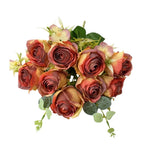 9-Head Multicolor Artificial Rose Bouquet – Bridal & Home Decor Artificial Flower Bouquet Richie's Dark Orange