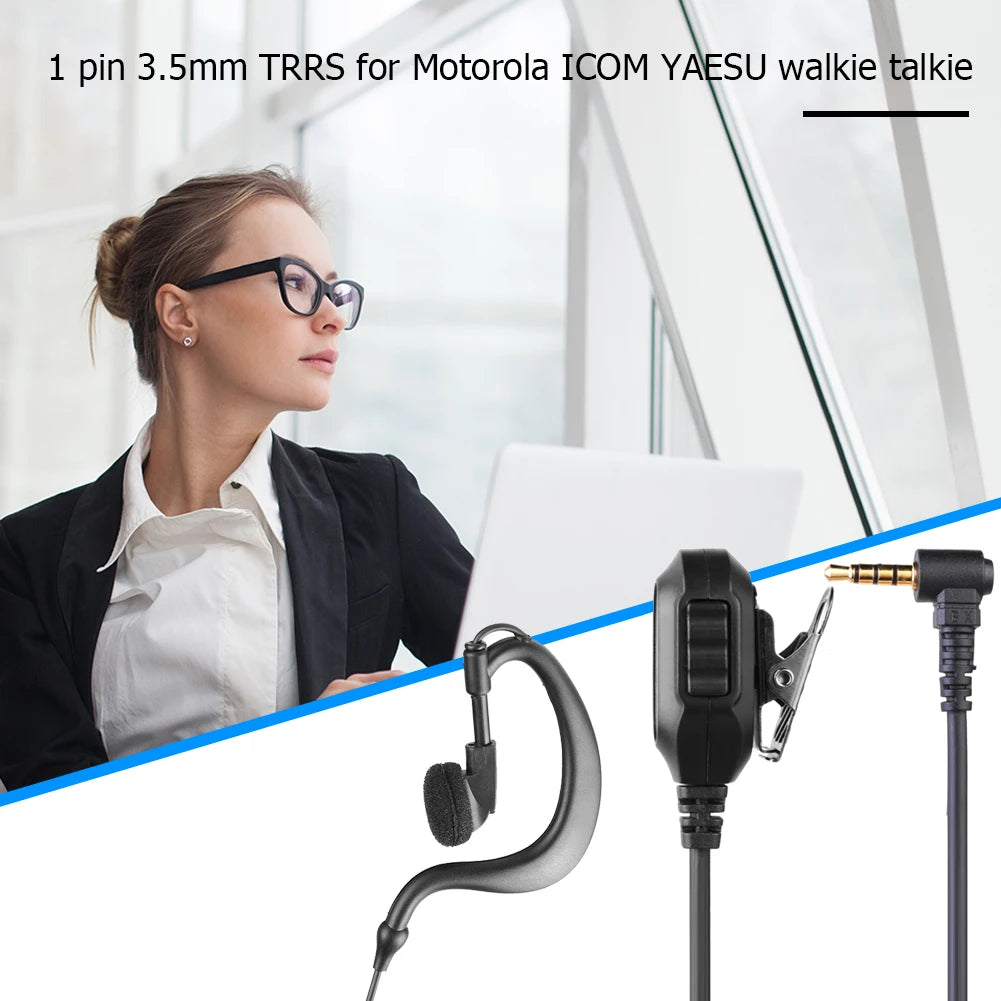 3.5mm 1-Pin Walkie Talkie Earpiece Headset PTT Mic – Motorola YAESU Radio Earpiece Headset Richie's