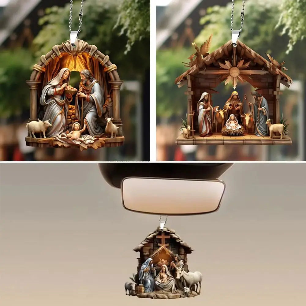 Acrylic Nativity Scene Christmas Pendant – Double Sided Ornament Christmas Ornament Richie's