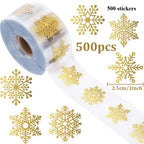Golden Snowflake Christmas Sealing Stickers – Gift Wrap Roll Decorative Sealing Stickers Richie's 500 stickers Ignore the size data