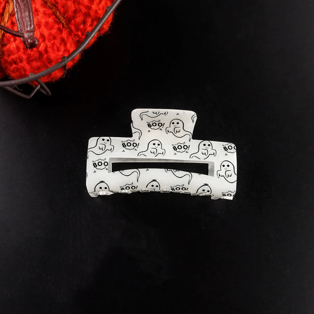 Acrylic Ghost Hair Claw Clip – Large Halloween Hair Accessory Hair Claw Clip Richie's Pattern B 1pc