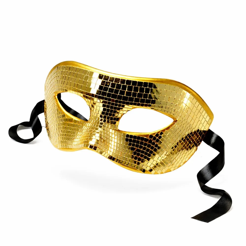 Glitter Mirror Masquerade Eye Mask | Mardi Gras Cosplay Masquerade Eye Mask Richie's Gold