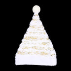 White Plush Santa Hat Gold Silver Sequin Snowflake Christmas Cap Christmas Santa Hat Richie's Golden Cloud One Size