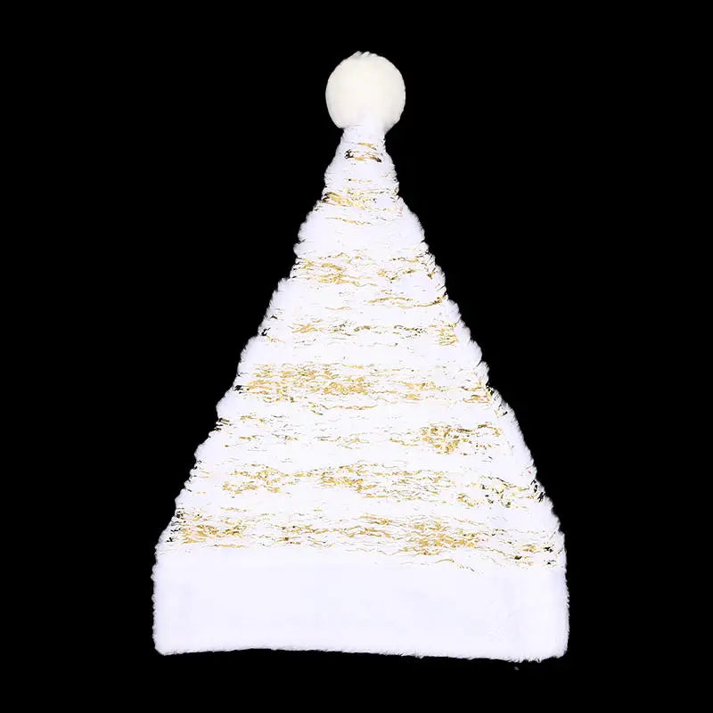 White Plush Santa Hat Gold Silver Sequin Snowflake Christmas Cap Christmas Santa Hat Richie's Golden Cloud One Size