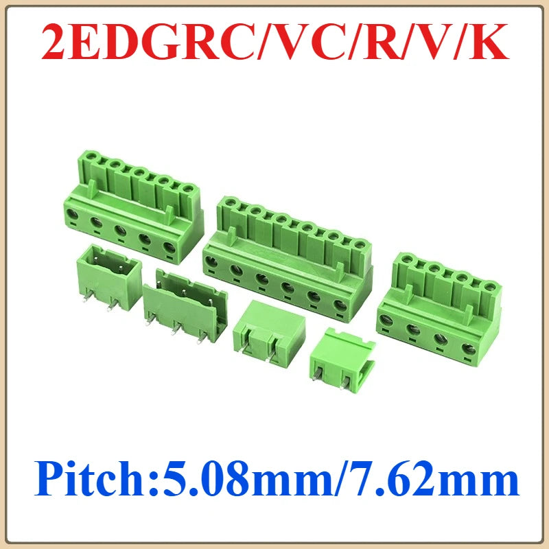 5.08mm 7.62mm PCB Terminal Block 2EDG Male Female Connector Set PCB Terminal Block Richie's