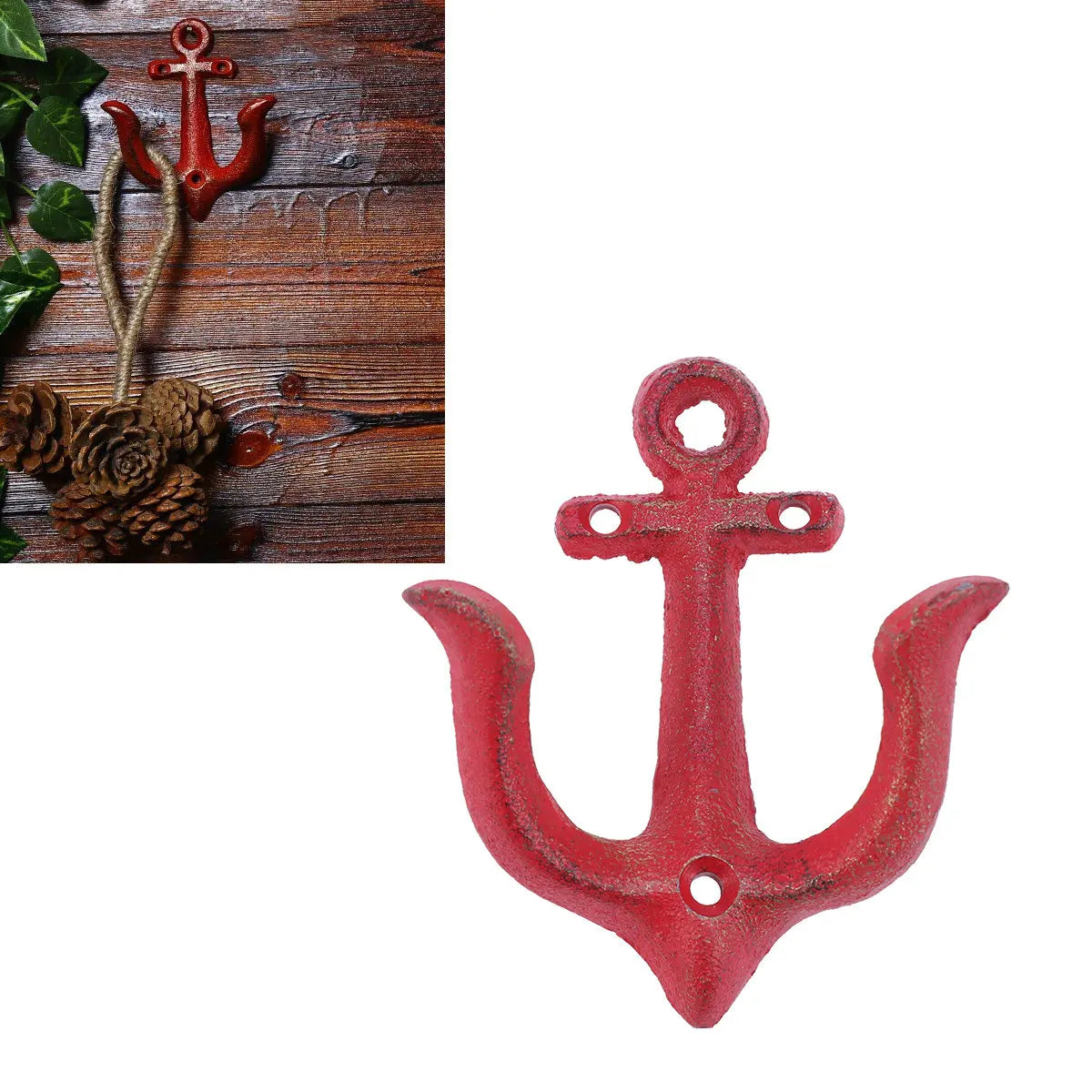 Vintage Red Iron Anchor Wall Pendant | Nautical Home Decor Wall Pendant Decor Richie's