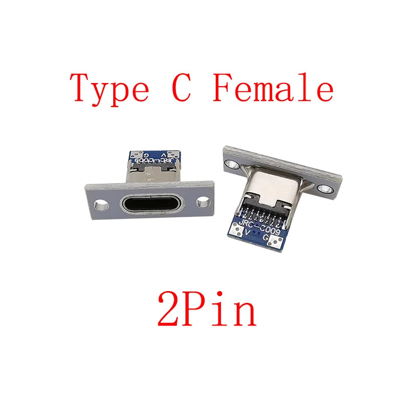 USB-C Female Soldering Connector 2/4/6 Pin with Fixing Plate USB-C Connector Richie's 2Pin White 1 5Pcs Type C Female