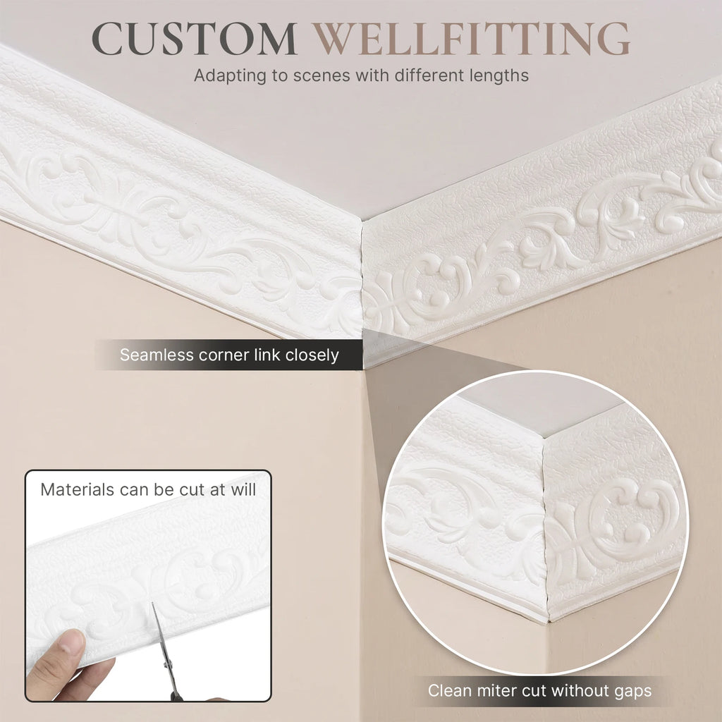 3D Foam Peel & Stick Wall Molding Trim 10M – Crown Border Wall Molding Trim Richie's
