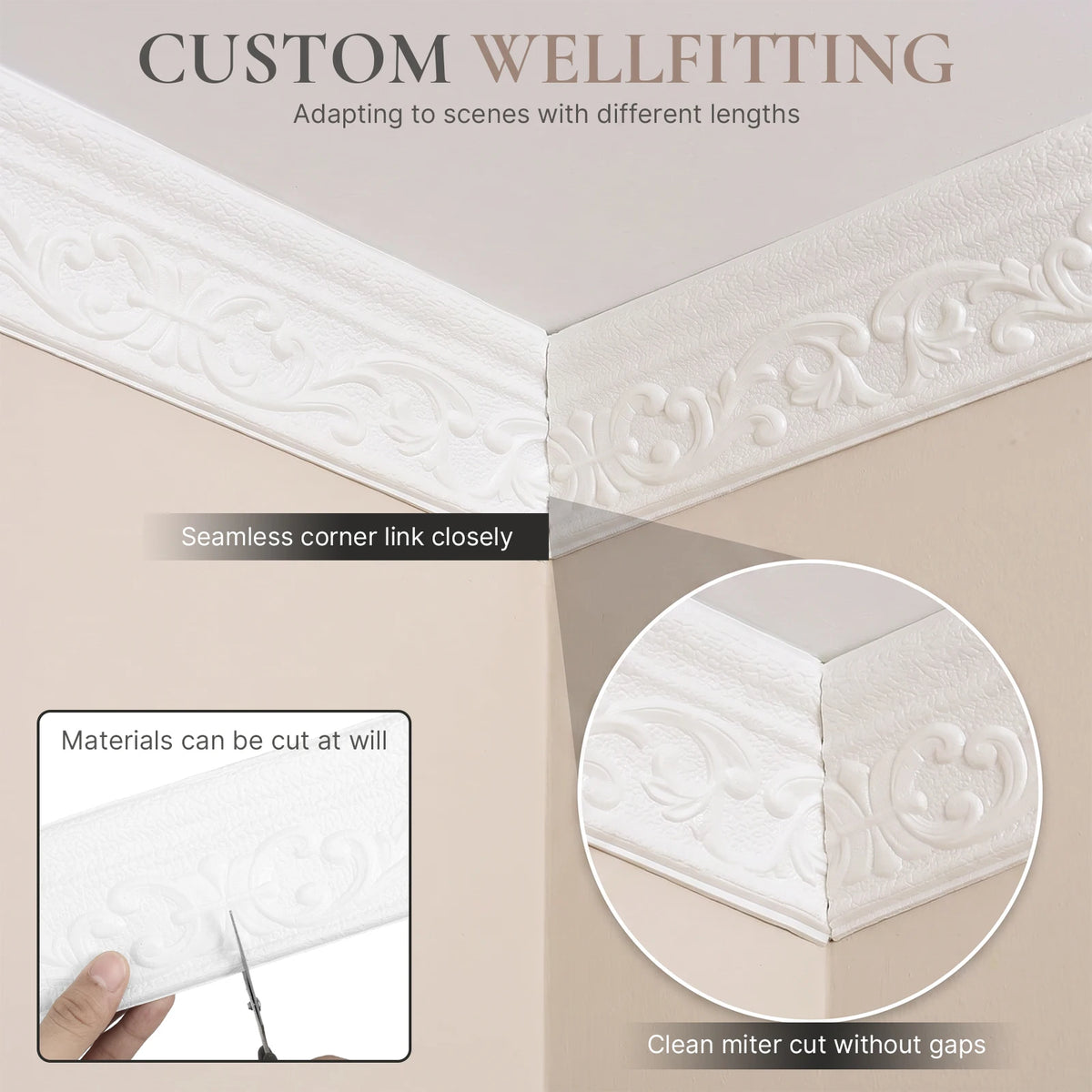 3D Foam Peel & Stick Wall Molding Trim 10M – Crown Border Wall Molding Trim Richie's