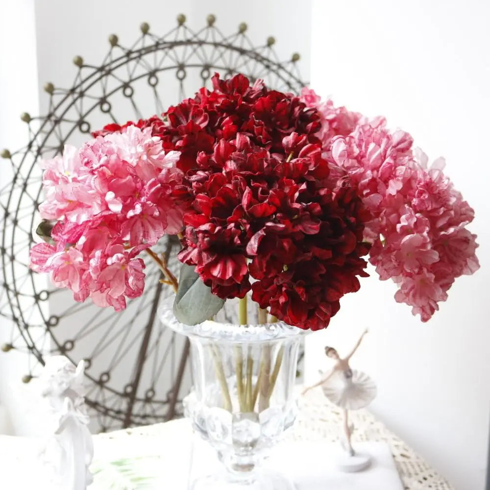 Silk Burnt Edge Hydrangea Artificial Flowers – 10 Colors Artificial Flower Bouquet Richie's