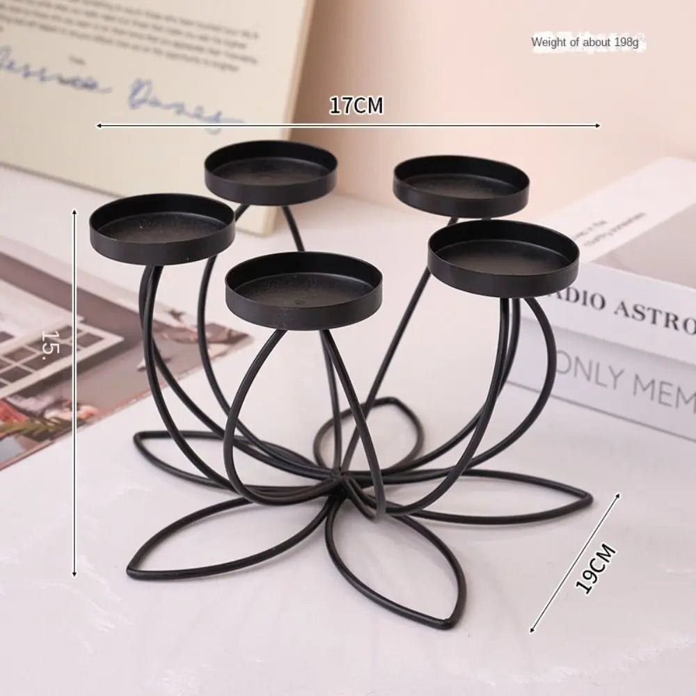 Modern Iron Candlestick Holder – Retro Gold & Black Table Decor Candlestick Holder Richie's Black-5 Head