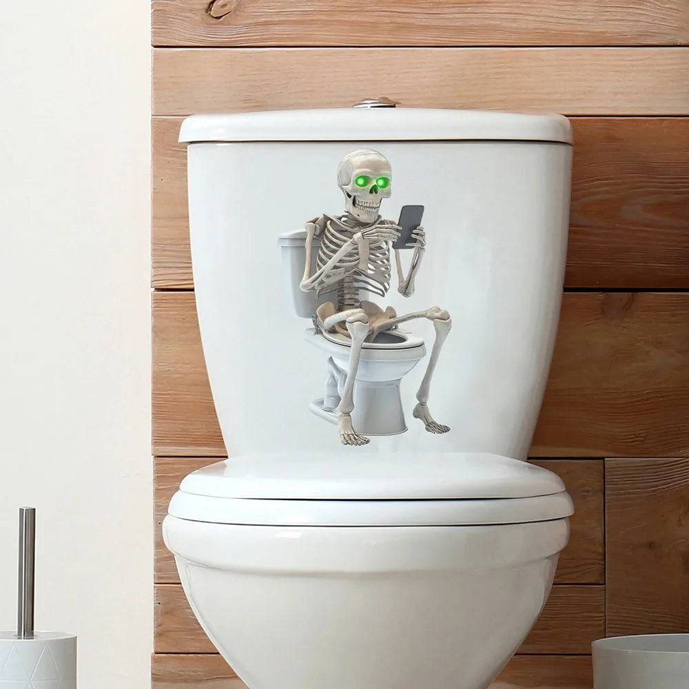Skeleton Toilet Sticker – Funny Bathroom Wall Decal Bathroom Wall Sticker Richie's