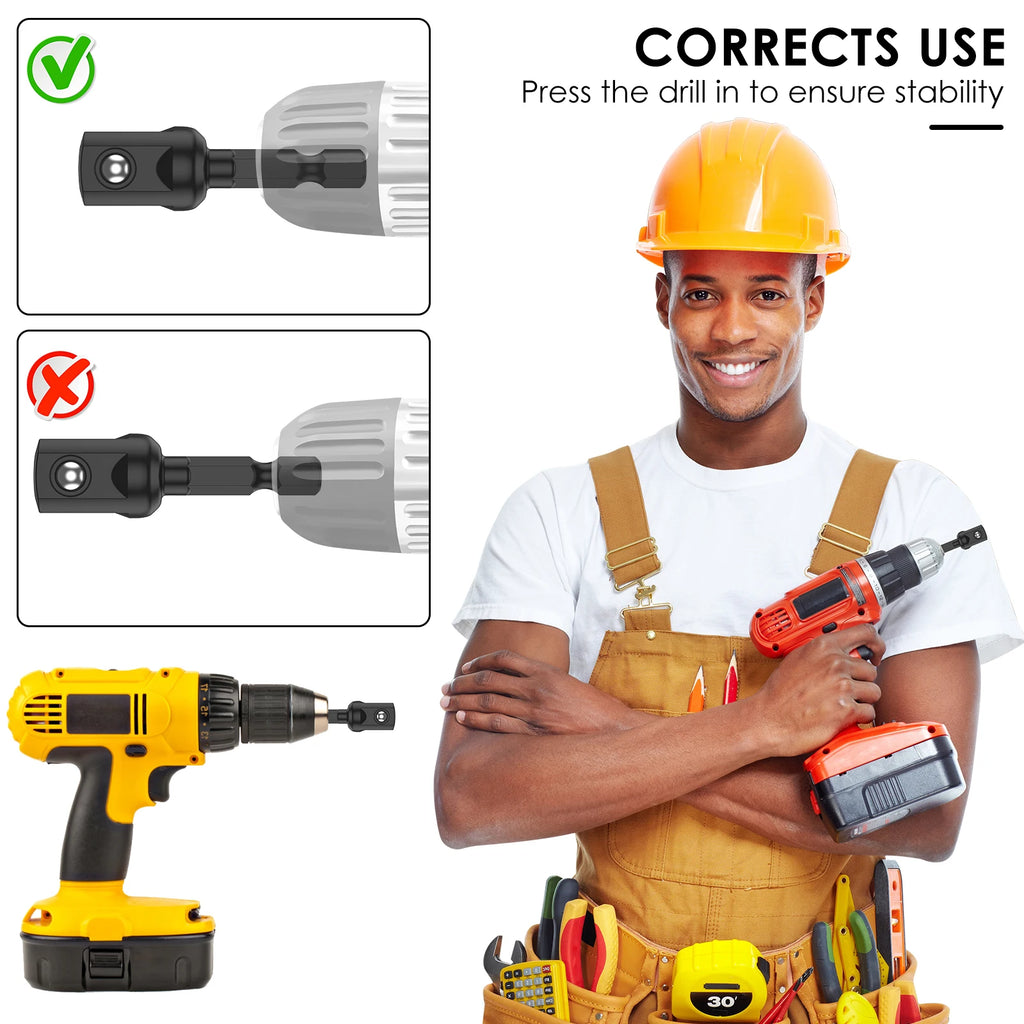 Impact Adapter 1/2" Hex to Square Socket Bit Driver Set 10/20Pcs Socket Bit Adapter Richie's