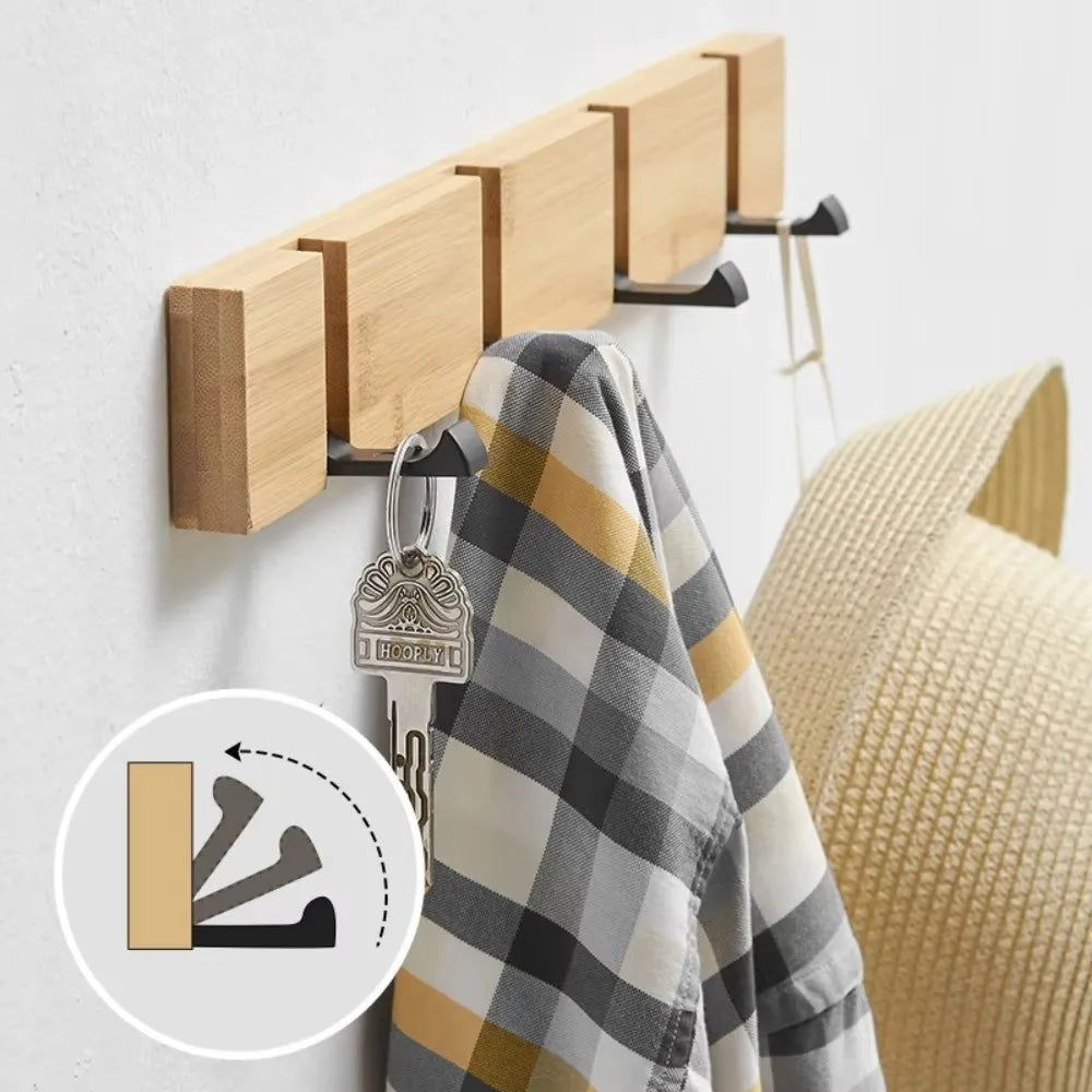 Wall Mounted Bamboo Coat Rack – Multi-Hook Space Saver Wall Coat Rack Richie's