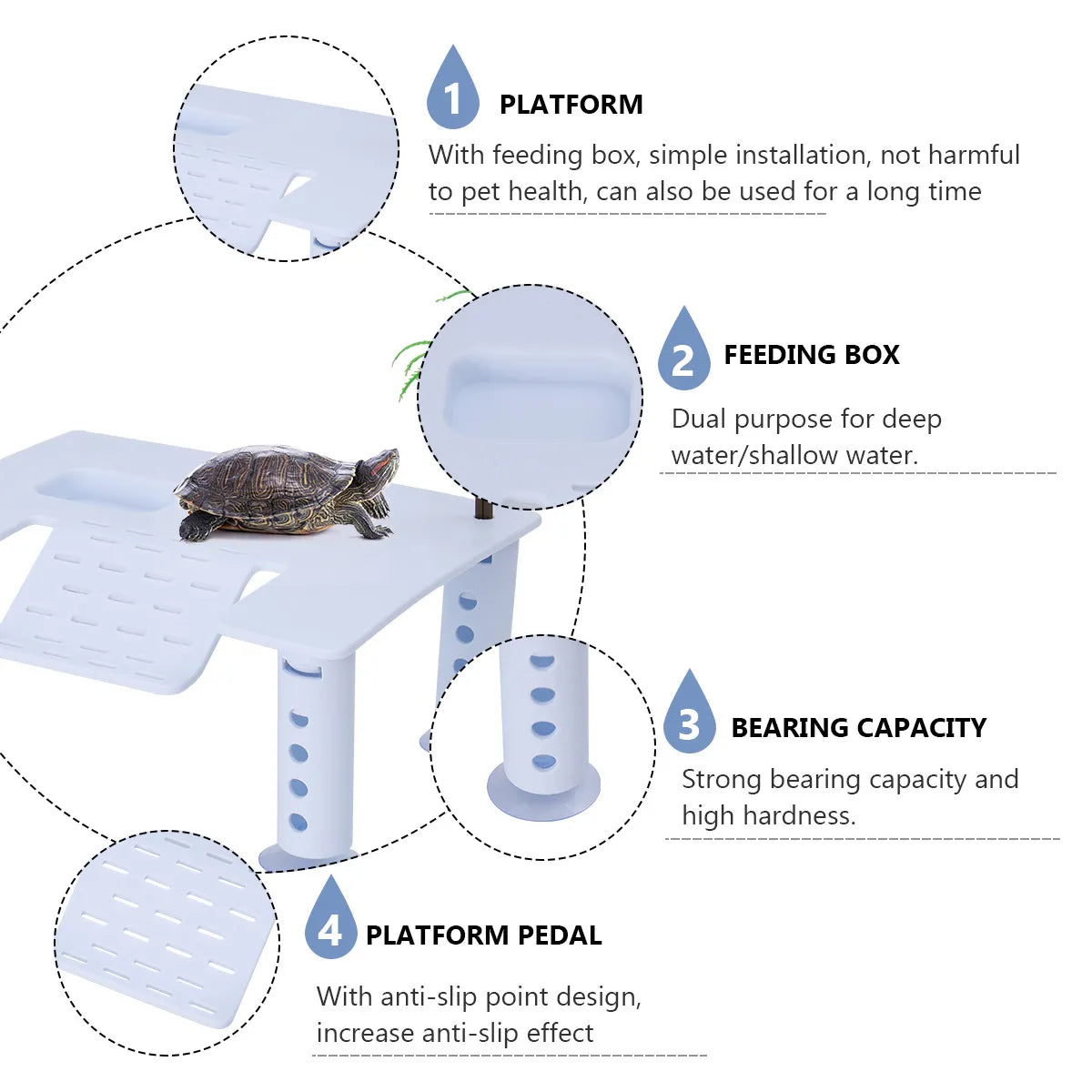 Square Turtle Basking Platform | Plastic Reptile Tank Stair Island Reptile Basking Platform Richie's