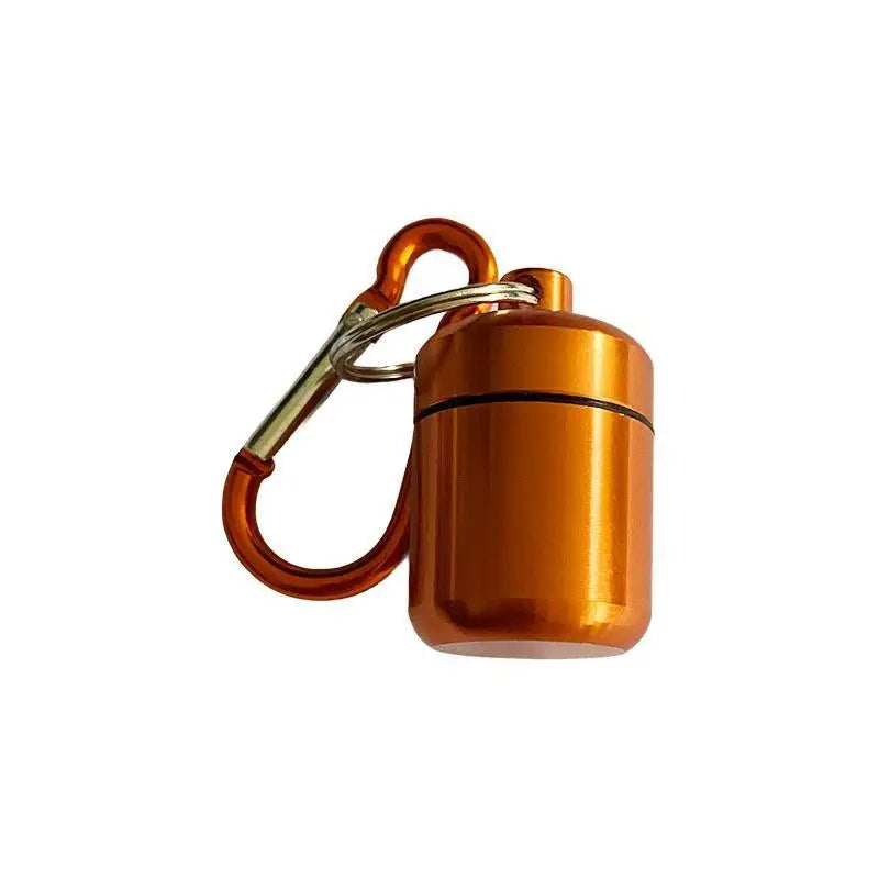 Waterproof Mini Pill Box Keychain – Aluminum Sealed Container Keychain Pill Box Richie's Orange