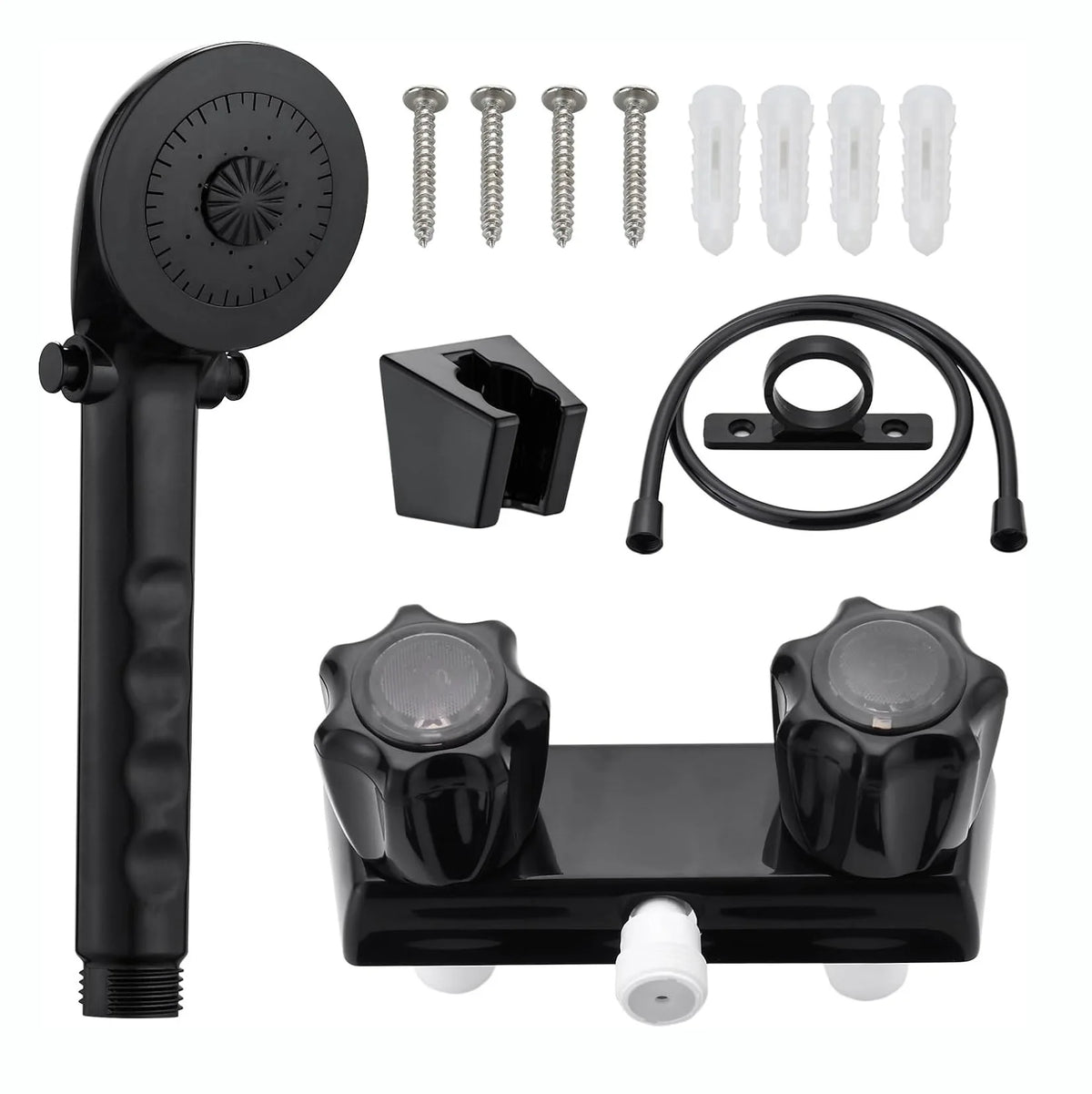 RV 4-Inch Basin Shower Double Faucet Hose Set – Universal Fit RV Shower Faucet Set Richie's black-1