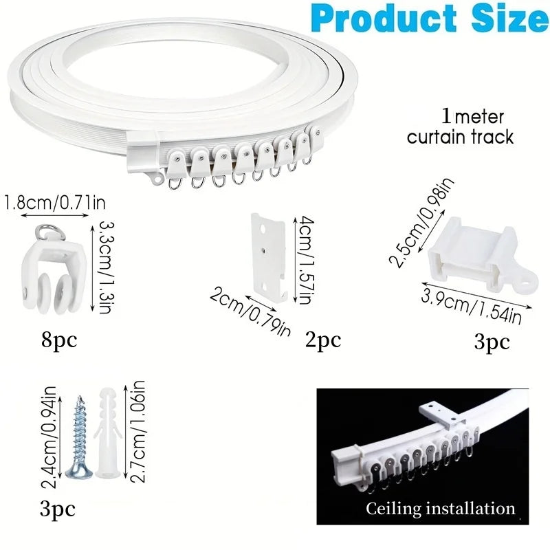 Flexible Bendable Curtain Track – Ceiling or Wall Mount 1m Curtain Track Rail Richie's 1m Ceiling mount