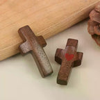 Black Walnut Wooden Pocket Prayer Cross – Handheld Faith Gift Wooden Prayer Cross Richie's
