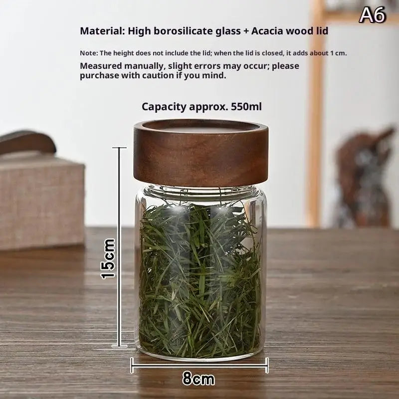 Airtight Glass Coffee Bean Storage Jar with Wood Lid Glass Storage Jar Richie's A6