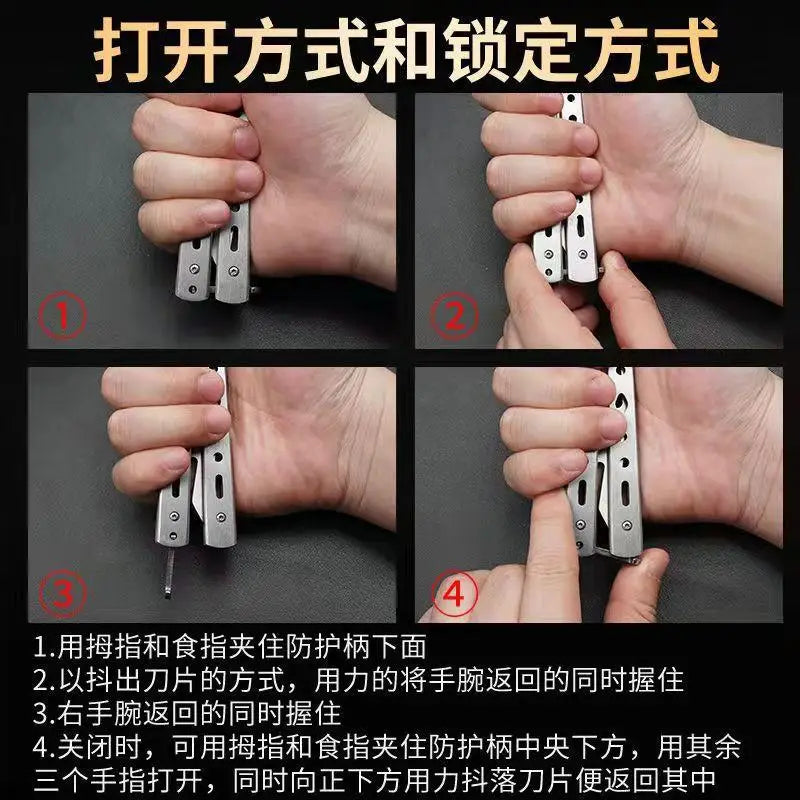 Butterfly Knife Practice Comb – Foldable Stainless Steel Beard Comb Butterfly Knife Comb Richie's