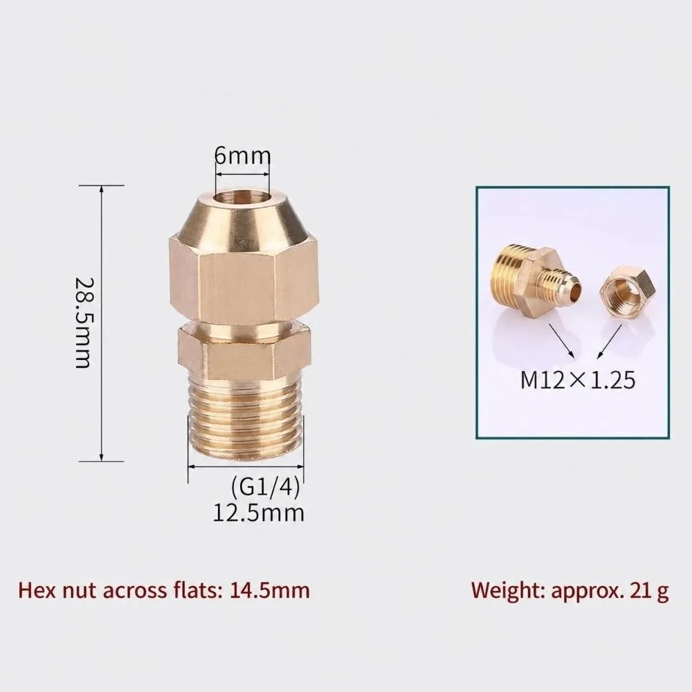 Brass Flare Adapter Hexagon Male Thread 1/4" 3/8" 1/2" Connector Brass Pipe Fitting Richie's Pipe 6mm x 1-4-