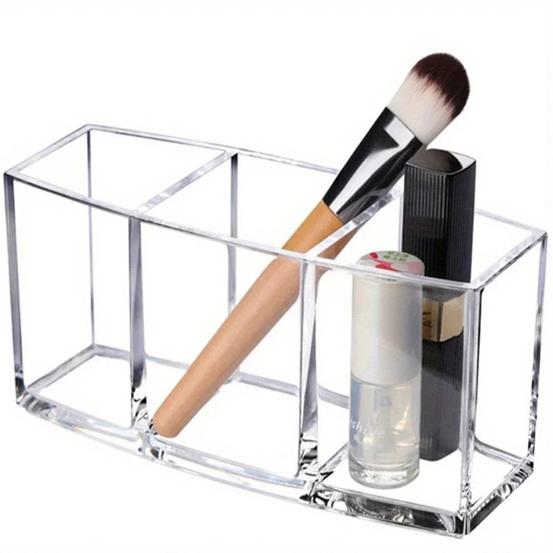 Clear 3-Grid Makeup Organizer – Lipstick & Cosmetic Holder Makeup Organizer Box Richie's