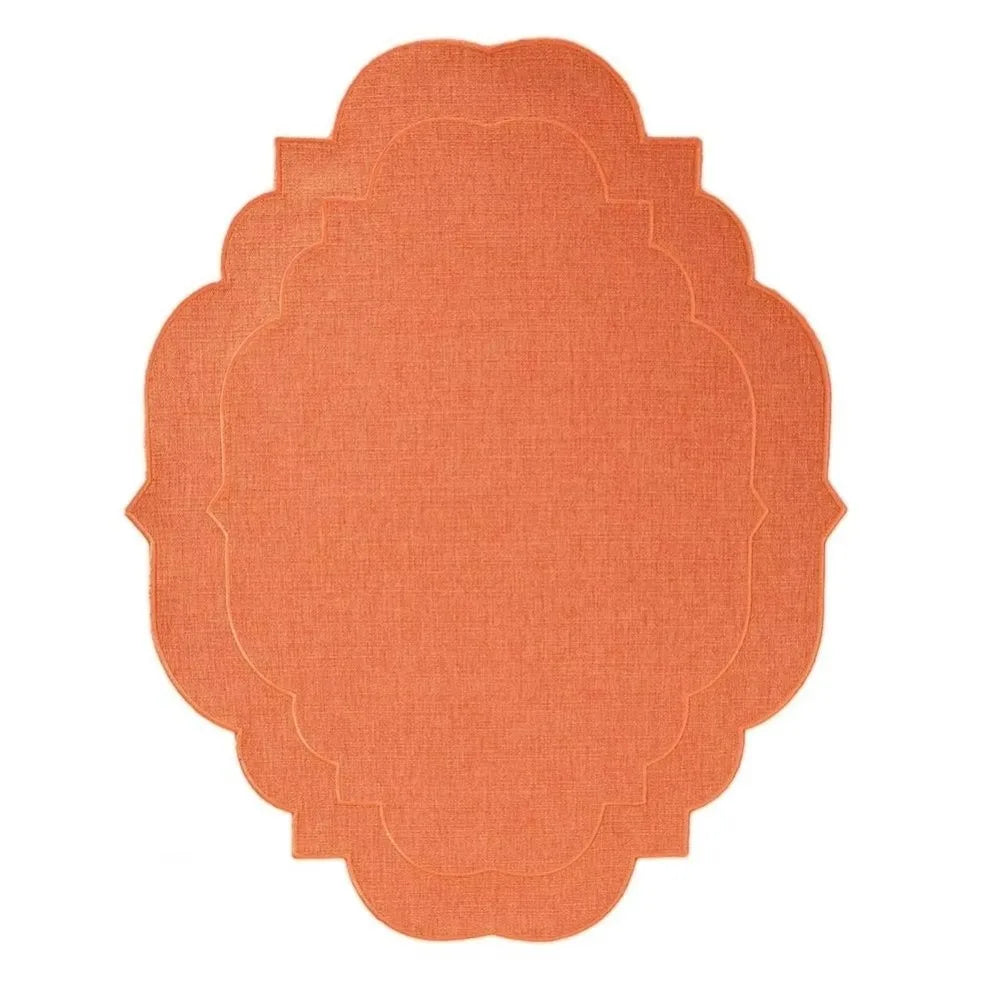 Cotton Linen Embroidered Placemats 45×35cm Anti-Slip Dining Linen Placemats Richie's Orange L