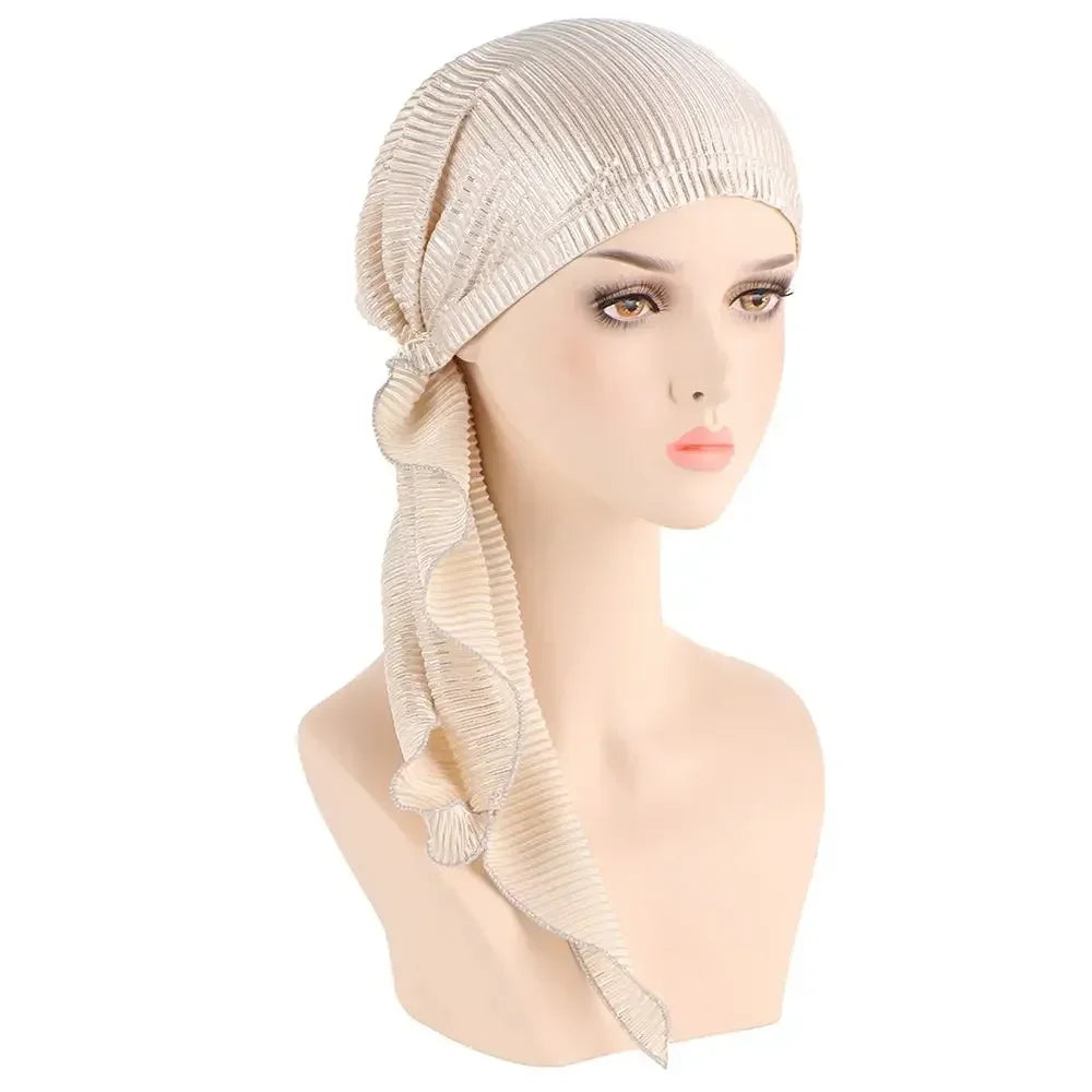 Women's Printed Stretch Turban Hat – Knit Bonnet Underscarf Turban Bonnet Hat Richie's Beige--