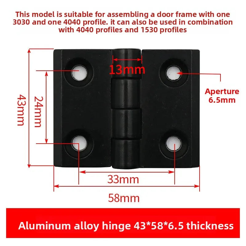Aluminum Gun Stock Hinges 2020/3030/4040/5050 – Doors & Cabinets Door Cabinet Hinge Richie's 3040 Black 24x33