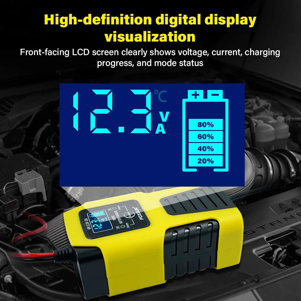 6V/12V 2A Automatic Car Battery Charger LCD – AGM GEL Calcium Battery Charger Richie's
