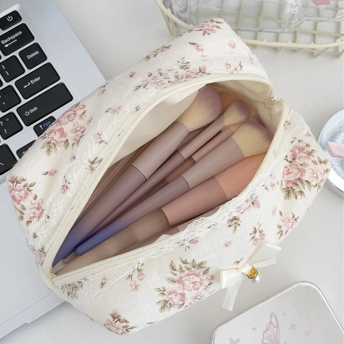 Floral Cosmetic Bag Large Capacity Travel Toiletry Makeup Pouch Cosmetic Toiletry Bag Richie's
