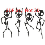 4pc Dancing Skeleton Garden Stakes – Halloween Lawn Decor Set Halloween Garden Stakes Richie's