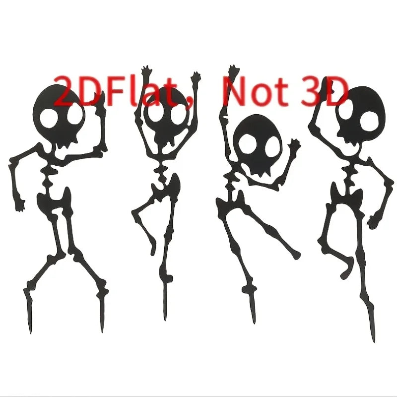 4pc Dancing Skeleton Garden Stakes – Halloween Lawn Decor Set Halloween Garden Stakes Richie's