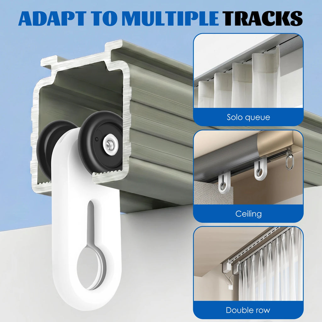 50PCS Curtain Track Rollers Quiet Sliding Glider Hooks for Rails Curtain Track Gliders Richie's