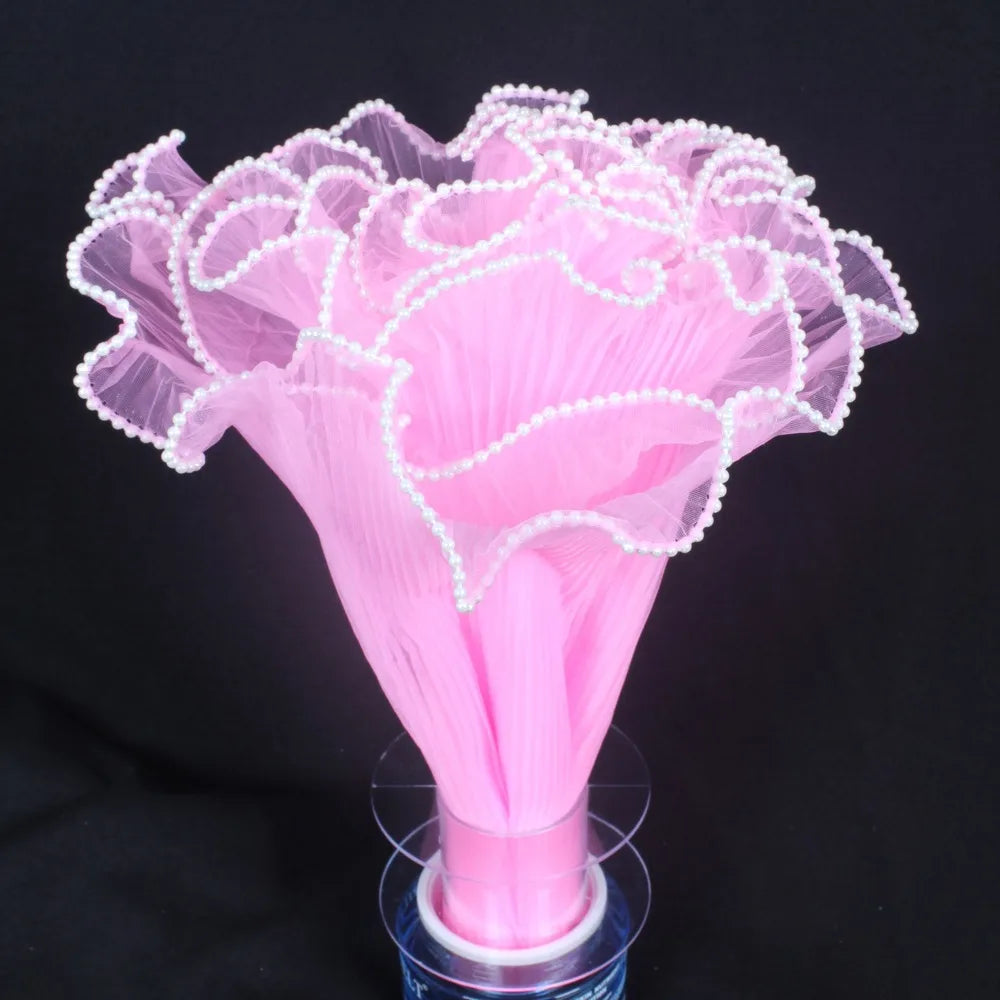 Pearl Wave Mesh Flower Bouquet Wrapping Cloth 28cm×4 Yards Floral Wrapping Material Richie's Pink as show