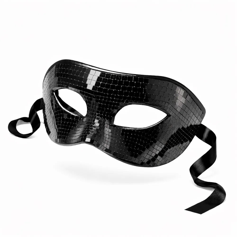 Glitter Mirror Masquerade Eye Mask | Mardi Gras Cosplay Masquerade Eye Mask Richie's Black