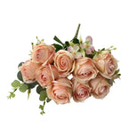 9-Head Multicolor Artificial Rose Bouquet – Bridal & Home Decor Artificial Flower Bouquet Richie's Light Pink
