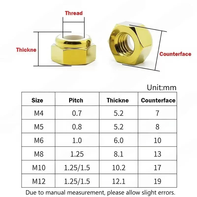 TC4 Titanium Alloy Nyloc Self-Locking Hex Nuts M4–M12 Titanium Lock Nuts Richie's